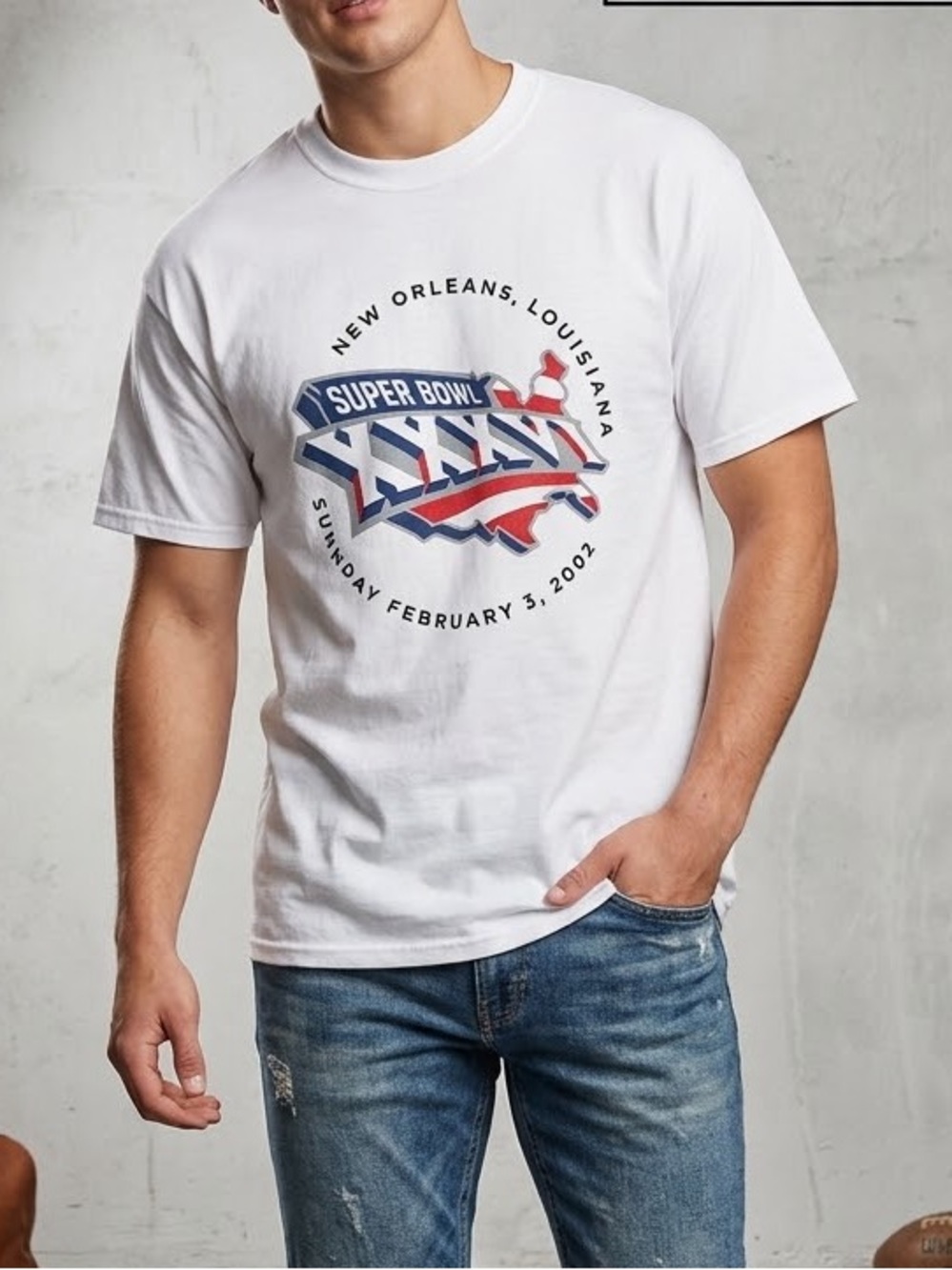 Vintage Superbowl 2002 New Orleans Louisiana Men’s tee shirt white color size XL